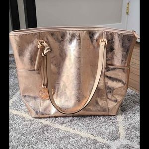Metallic Rose Gold Michael Kors Tote